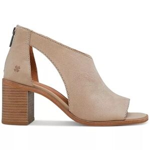 Lucky Brand Saimy Peep Toe Heel Sandal Women's Size 9 Dune Leather NEW Zip back